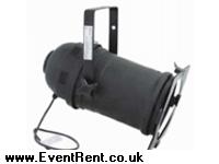 Par 64 Black Long nose with CP62 1000W Medium flood lens (11x24). C/W Gel frame. G Clamp inc Nut & Bolt. Safety Bond. Mains lead 15 amp