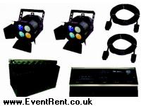 NJD Quartet Lighting System. Two NJD Quartet  colour mixing floodlights. Q/Pedal foot +++++\n