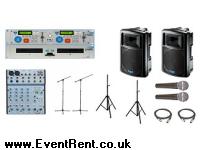 2 x FBT max4a 400w active speakers. 1 x Alesis multimix mixing desk. 2 x Shure SM58 Microphones. 2 x Speaker stands.+++