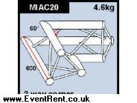 Showcraft triangular 2-way corner 60 deg