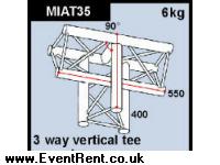 Showcraft triangular 3-way vertical tee apex down